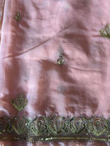 Elegant Peach Saree with Embellishments