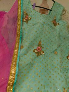 Embellished Teal pakistani suit