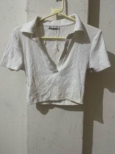 Zara Rubbed Polo Shirt Tagged Size S