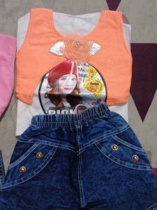 Combo of 3 Denim Shorts &amp; Tops Set
