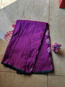 Elegant Purple Saree with Floral Accents