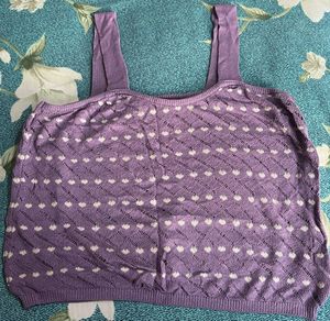 Westside: Lavender Heart Print Knit Crop Top