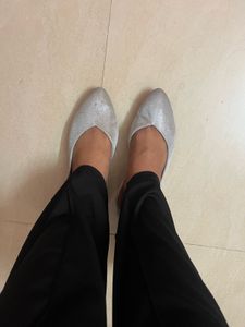 Sparkly Silver Pointed Flats