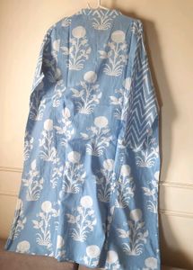 Trending chinese collar, fabric blue Kurti