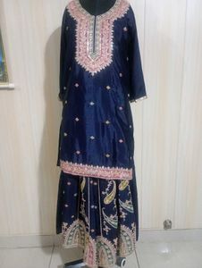 Embroidered Navy Blue Kurta Set