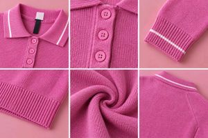 PINK STRIPED COLLAR CROPPED KNIT POLO