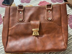 Stylish Brown Faux Leather Handbag
