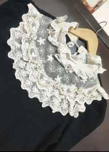 Black Trimmed Puff Sleeve Winter Top 30 Bust