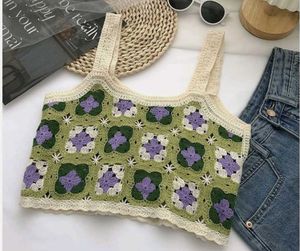 Crochet Floral Crop Tank Top