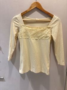 Cream Lace Square Neck Top