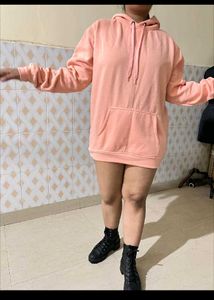 Peach Oversized Hoodie Dress