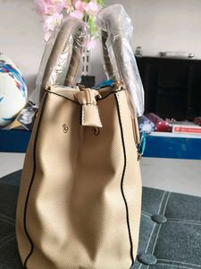 Lavie Beige Textured Handbag