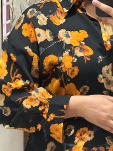 Floral Print Button-Up oversized Shirt