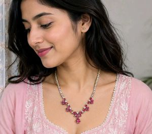 Pink Crystal Party Wear Necklace
