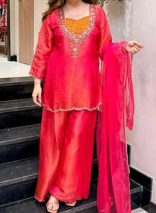Vibrant Red Kurta Set with Dupatta