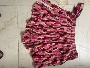 Abstract Print Ruffle Skirt