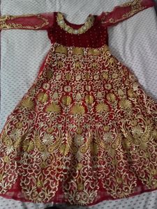 Red &amp; Gold Embroidered Gown