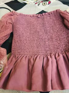 Smocked Off-Shoulder Peplum Top