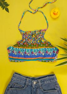 Hobie Seam Weaver Macrame Hi-Neck Bra Swim Top