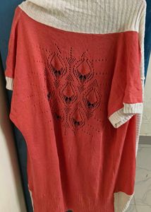 Chic Coral &amp; Cream Cardigan
