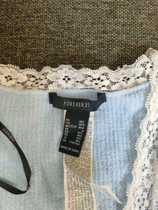 Light Blue Lace Trim Cardigan