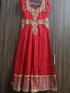 Embroidered Red Kurta Set