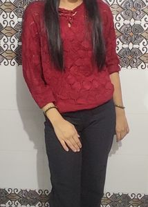 Maroon Knit Pullover