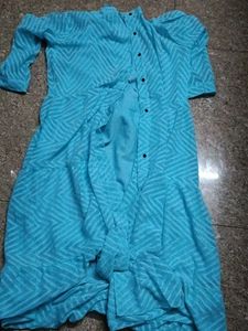 Turquoise Zigzag Print Kurta