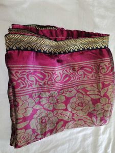 Vibrant Pink Saree with Gold Border