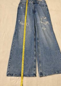 H&M Distressed Wide Leg Jeans