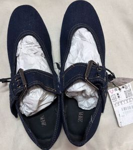 Zara Denim Mary Jane Flats