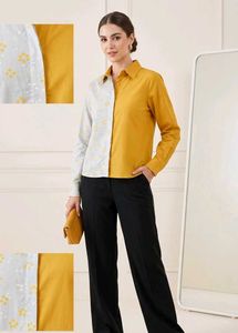 Chic Color Block Button-Down Shirt