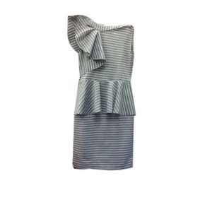 Chic Striped One-Shoulder Peplum Dress