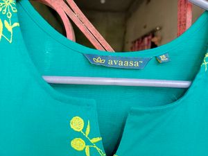 New Dark Sea Green Embroidered Kurta