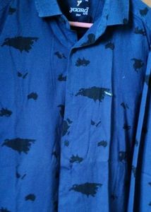 Men's Blue Printed Casual Shirt