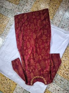 Avaasa Maroon Kurta Set with Gold Print