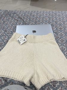 Cream Knit Shorts
