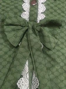 Charming Green Textured top with Bow