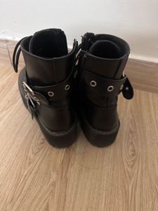 Black Buckle Platform Boots