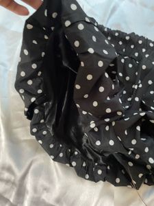 Black &amp; White Polka Dot Mini Skirt/short