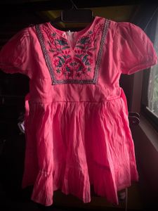 Pink Embroidered Frock for Girls