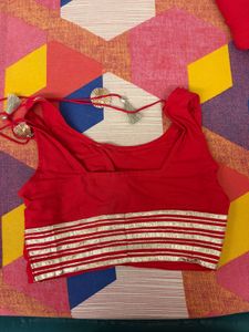 Red Ethnic Blouse with lehenga skirt
