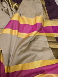 Elegant Beige Saree with Rich Border( no blouse )