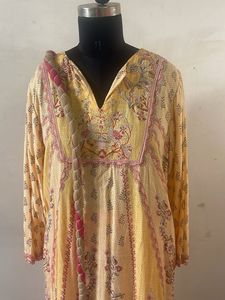 Yellow Printed Kurta