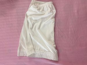 White Lace Trimmed Slip Shorts