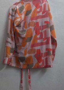 Retro Abstract Print Button-Up Shirt