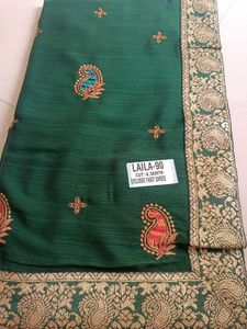 Elegant Green Embroidered Saree