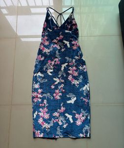 Velvet Chinese print dress