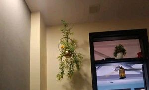 Set Of 2 Golden Metal Hanging Pot