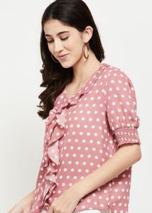 Cute Polka Dot Ruffle Top